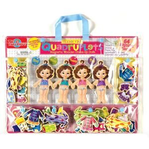 Teeny Tiny Quadruplets Wooden Magnetic Doll Dress Up Toy Montessori Learning